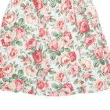 Womens A-Line Skirt White Knee Length 90s Floral M