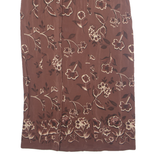 JENNIFER MOORE Womens Straight Skirt Brown Midi Silk 90s Floral S