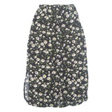 INNOVATION Side Slits Womens Straight Skirt Black Long 90s Floral XXS