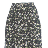 INNOVATION Side Slits Womens Straight Skirt Black Long 90s Floral XXS