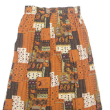 KB LAURENCE Womens A-Line Skirt Brown Midi 90s Paisley UK 8