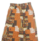 KB LAURENCE Womens A-Line Skirt Brown Midi 90s Paisley UK 8