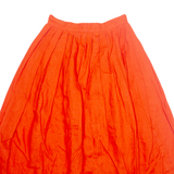 JENNY Womens A-Line Skirt Orange Midi Linen 90s XS
