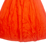 JENNY Womens A-Line Skirt Orange Midi Linen 90s XS