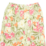 CANDA Button Down Womens A-Line Skirt Green Midi Viscose Floral UK 20