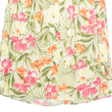 CANDA Button Down Womens A-Line Skirt Green Midi Viscose Floral UK 20