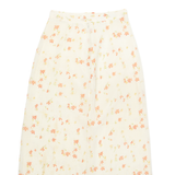 Womens A-Line Skirt Cream Long Floral S