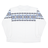 LDESIGNS Button Up Womens Sweatshirt White Crew Neck XL