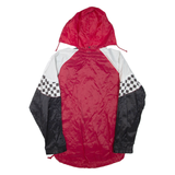 ASICS Mens Anorak Jacket Red Nylon Hooded Colourblock L