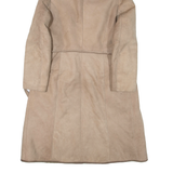 Belted Womens Coat Brown Leather Faux Leather Hooded XL