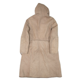 Belted Womens Coat Brown Leather Faux Leather Hooded XL