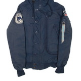 ALPHA INDUSTRIES Mens Jacket Blue Nylon Hooded XS