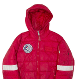 ALPHA INDUSTRIES Mens Puffer Jacket Red Nylon Hooded L
