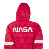 ALPHA INDUSTRIES Mens Puffer Jacket Red Nylon Hooded L