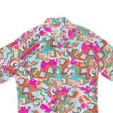 CLAPS Mens Shirt Pink Crazy Pattern M