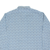 Mens Shirt Blue Crazy Pattern Long Sleeve M