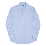 BOSS Slim Fit Mens Plain Shirt Blue Long Sleeve M