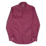 DKNY Mens Plain Shirt Maroon Long Sleeve M