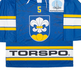 Ice Hockey Signed Mens Jersey Blue 3/4 Sleeve V-Neck XL