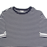 MONSOON Womens Patterned Jumper Black Striped Tight Knit 3/4 Sleeve XL