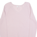 GAP Womens Jumper Pink V-Neck Tight Knit M