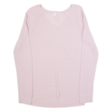 GAP Womens Jumper Pink V-Neck Tight Knit M