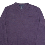 TOMMY HILFIGER Mens Jumper Purple Tight Knit Wool L