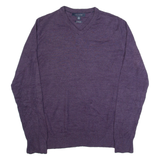 TOMMY HILFIGER Mens Jumper Purple Tight Knit Wool L