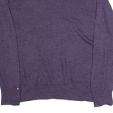 TOMMY HILFIGER Mens Jumper Purple Tight Knit Wool L