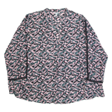 JIGSAW Womens Printed Blouse Black V-Neck Long Sleeve Floral UK 10