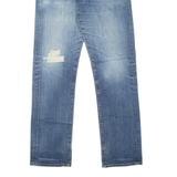 LEVI'S 504 Jeans Distressed Mens Blue Regular Straight Stone Wash W30 L32