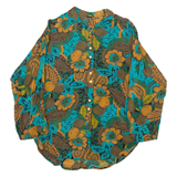 Womens Printed Shirt Brown Collared Long Sleeve Viscose Crazy Pattern M