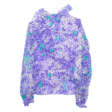 Shear Womens Printed Shirt Purple V-Neck Long Sleeve Floral M