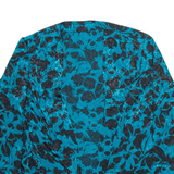 Womens Kimono Blouse Blue V-Neck 3/4 Sleeve Viscose Crazy Pattern L