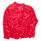 FLIER Womens Printed Shirt Red Collared Long Sleeve Silk Floral M