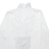 Womens Printed Shirt Silver V-Neck Long Sleeve M