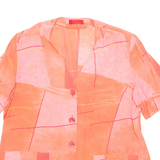 DEVERNOIR Womens Printed Blouse Pink V-Neck Faux Silk XL