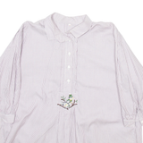 Womens Printed Shirt Brown Collared 3/4 Sleeve Striped XL