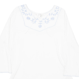 MERIEN HALL CASUALS Womens Blouse White Long Sleeve 90s Crazy Pattern M