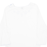 MERIEN HALL CASUALS Womens Blouse White Long Sleeve 90s Crazy Pattern M
