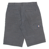 DICKIES Mens Workwear Shorts Grey Relaxed Check M W32