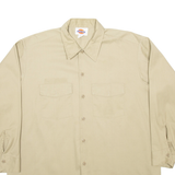 DICKIES Mens Plain Shirt Brown Long Sleeve 2XL