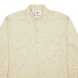 DICKIES Workwear Mens Plain Shirt Brown Long Sleeve L