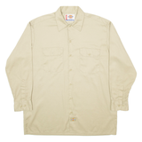 DICKIES Workwear Mens Plain Shirt Brown Long Sleeve L