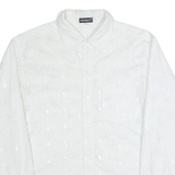 UDOMGAL Mens Shirt Cream Floral Long Sleeve M