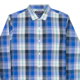 MICHAEL KORS Slim Fit Mens Shirt Blue Check Long Sleeve M
