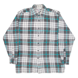 CASUAL LAND Mens Flannel Shirt Grey Check Long Sleeve L