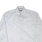 TOMMY HILFIGER Fitted Mens Shirt White Striped Long Sleeve L