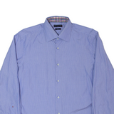 TOMMY HILFIGER Fitted Mens Shirt Blue Striped Long Sleeve L
