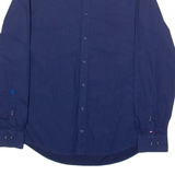 TOMMY HILFIGER New York Fit Mens Shirt Blue Spotted Long Sleeve M